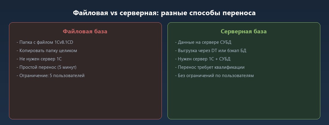 Сравнение файловой и серверной базы 1С — способы хранения данных и особенности переноса