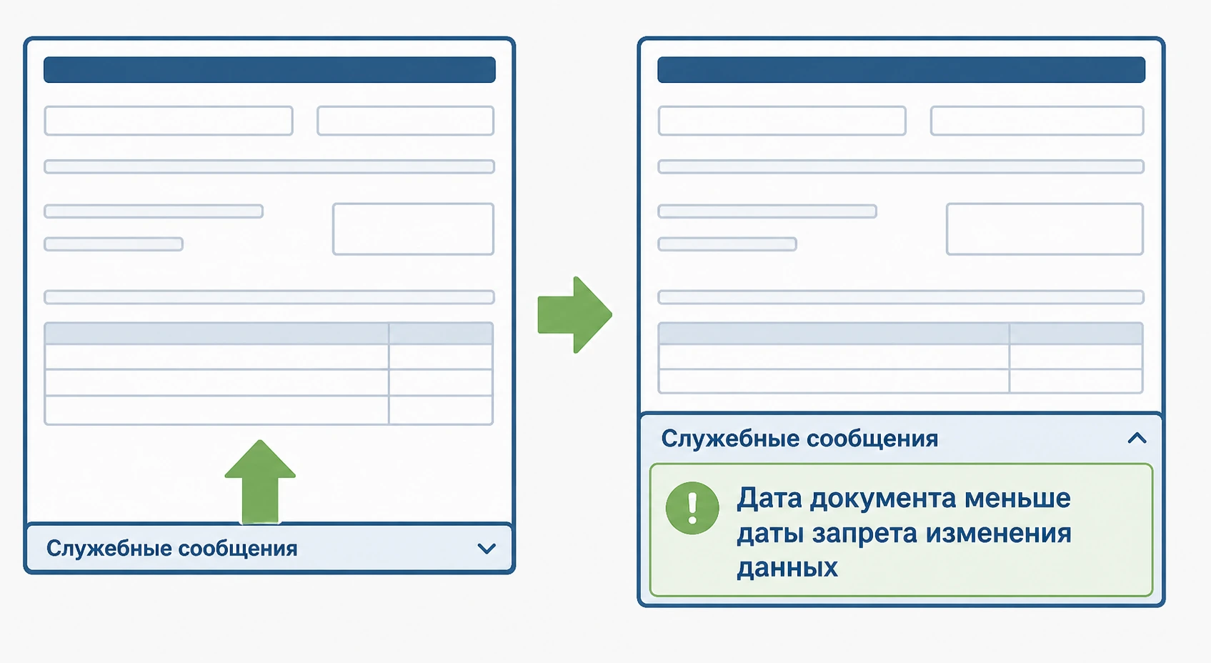 Где искать служебные сообщения 1С при отказе в проведении документа